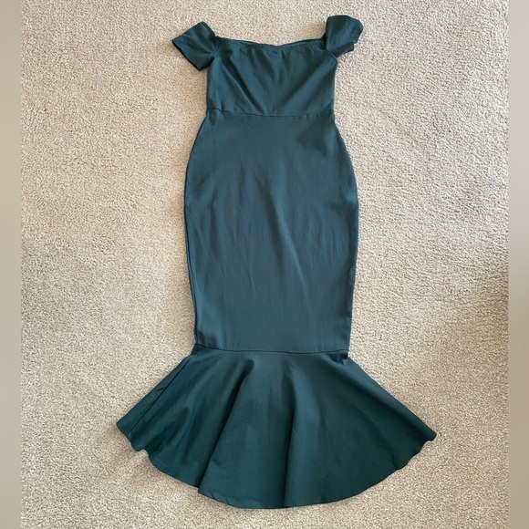 Lulus Off-Shoulder Green Dress - Picture 3 of 5